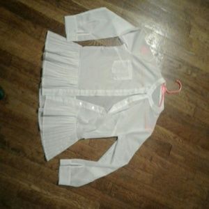 Button down white peplum blouse